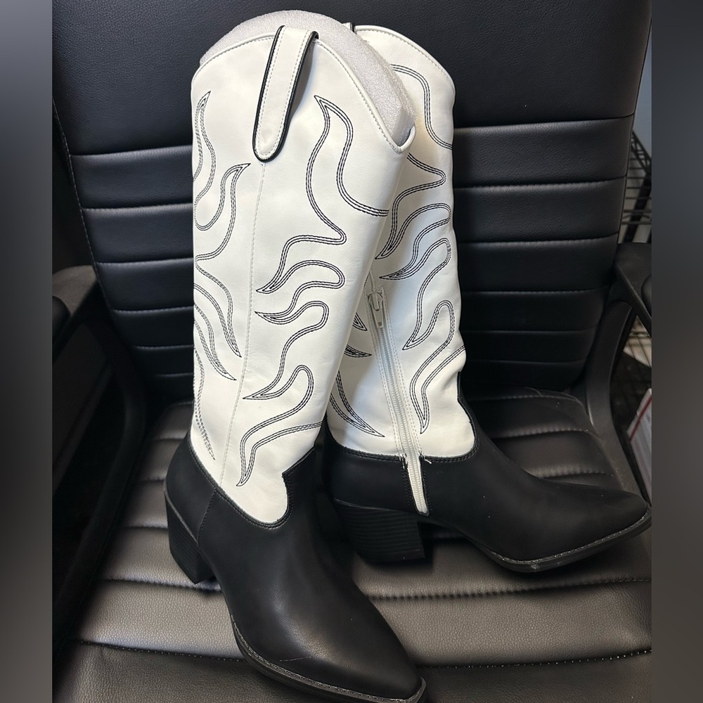 Wild Pair Black and White Heeled Boots
